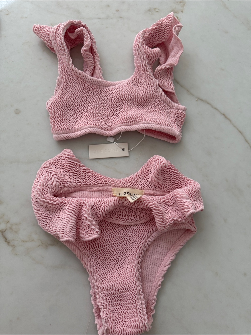 Lil Goldie Pink Ruffle Kids Bikini Set
